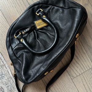 Marc by Marc Jacobs Black Leather Handbag with Gold Accents